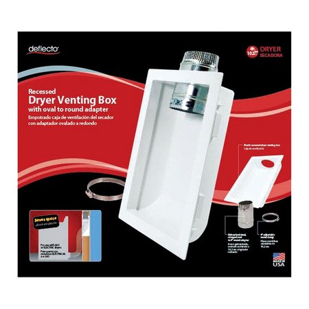 DEFLECTO Deflecto 4808432 4.25 x 4 in. Dia. White Aluminum Dryer Venting Box - Case of 2 - 3 Piece 4808432